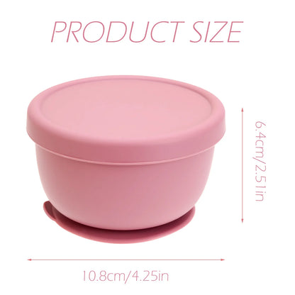 Silicone Baby Suction Bowl with Lid – Portable Feeding & Food Storage Bowl