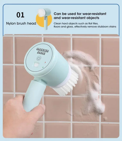 Cordless Electric Spin Scrubber – 5-in-1 Rechargeable Cleaning Brush