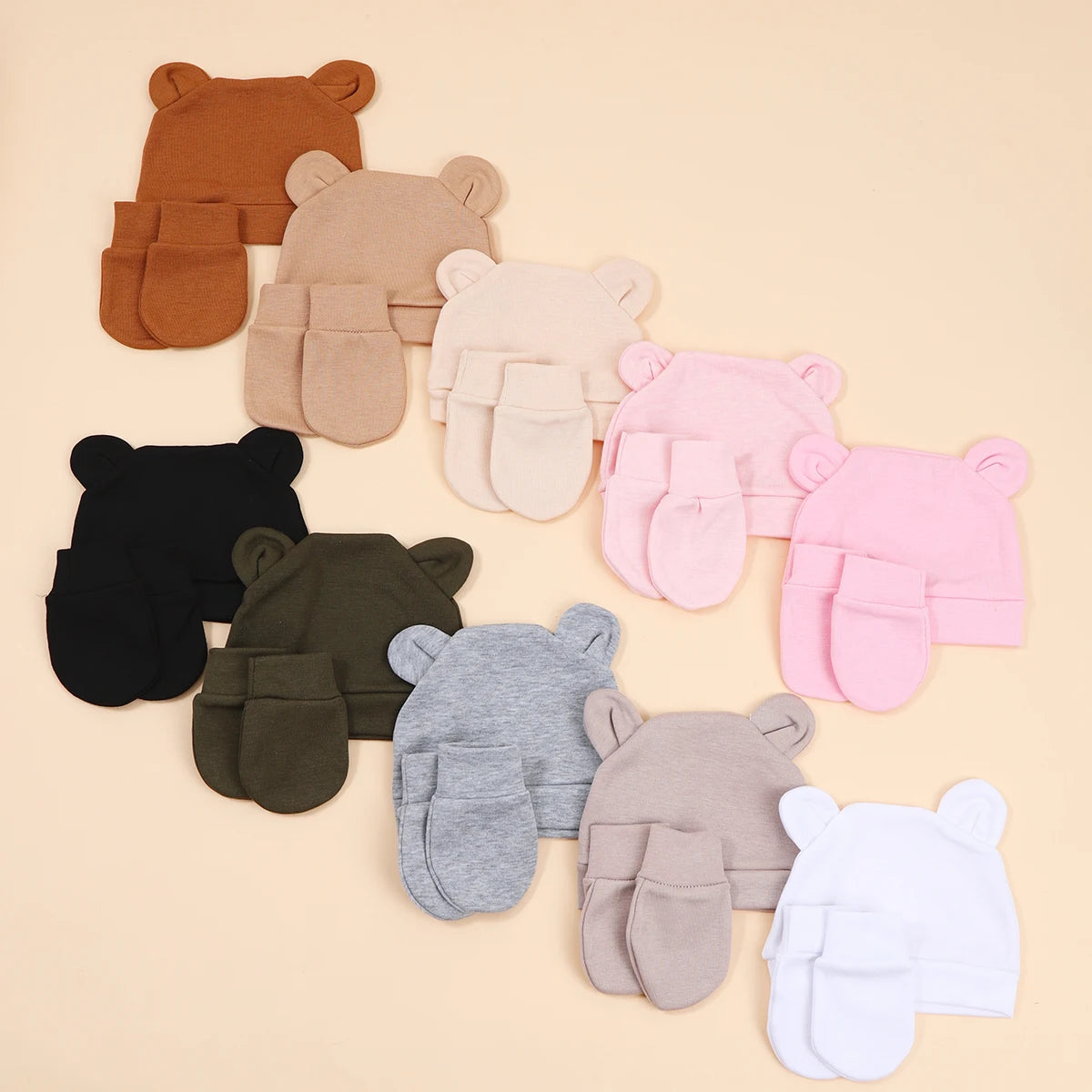 Newborn Baby Beanie & Mittens Set – Soft Cotton Hat & Gloves Gift Set