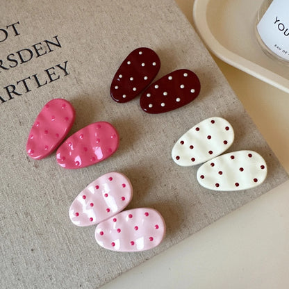 2-Piece Polka Dot Hair Clip Set – Colourful Oval Hair Accessories for Girls