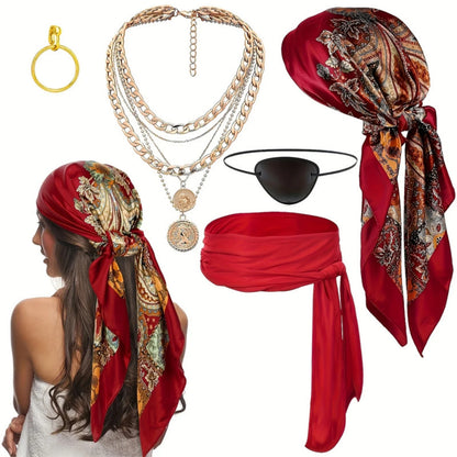 6-Piece Pirate Costume Accessory Set – Halloween Cosplay Kit