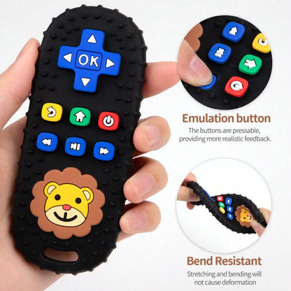 2-Piece Silicone Baby Teether Set – Bear Game Controller & Lion Remote