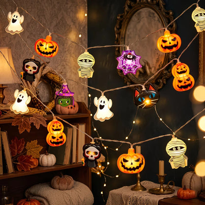 Halloween LED String Lights – Ghost, Pumpkin, Mummy, Skeleton & Spider Fairy Lights