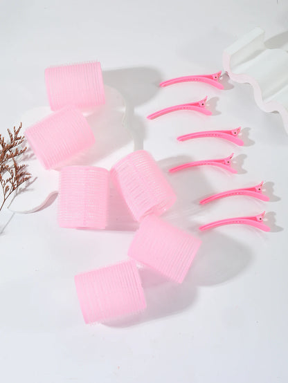 12-Piece Heatless Hair Curler Set – Self-Grip Rollers & Fringe Styling Clips