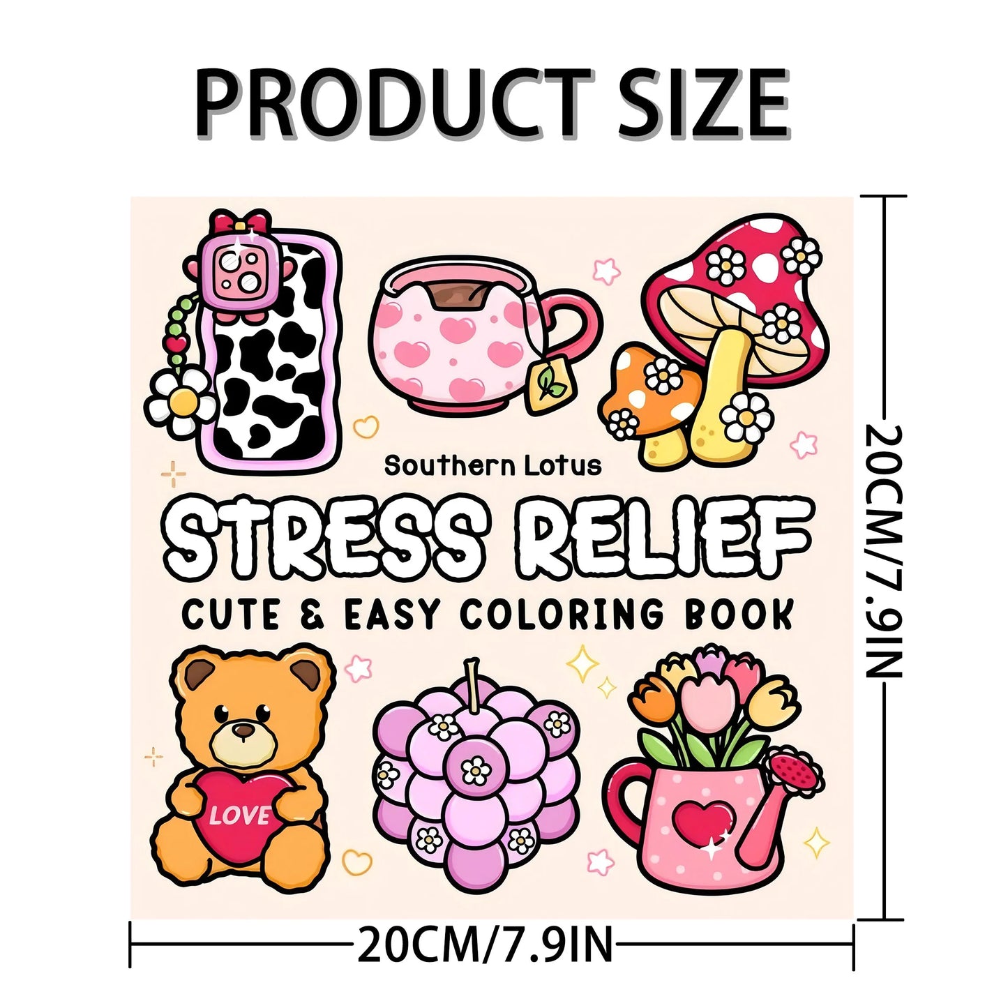 Bold & Easy Cute Colouring Book for Adults – Relaxing Cute-Themed Colouring Pages
