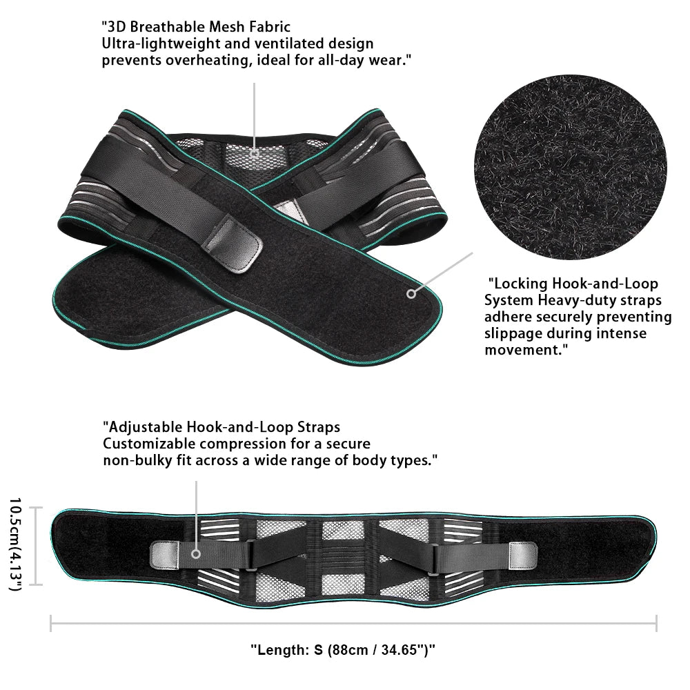 Adjustable Lumbar Support Belt – Breathable Lower Back Brace