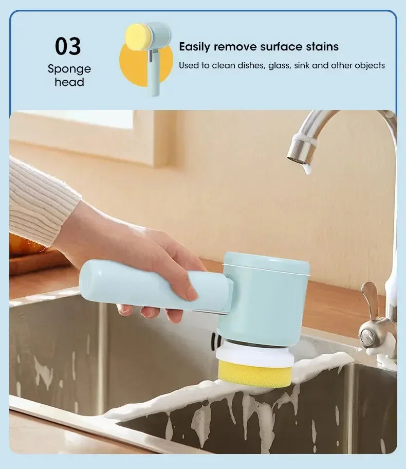 Cordless Electric Spin Scrubber – 5-in-1 Rechargeable Cleaning Brush