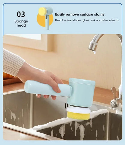 Cordless Electric Spin Scrubber – 5-in-1 Rechargeable Cleaning Brush