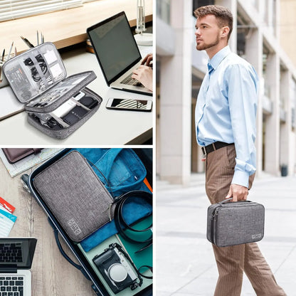 3-Layer Electronics Travel Organiser Bag – Waterproof Cable & Gadget Storage Case
