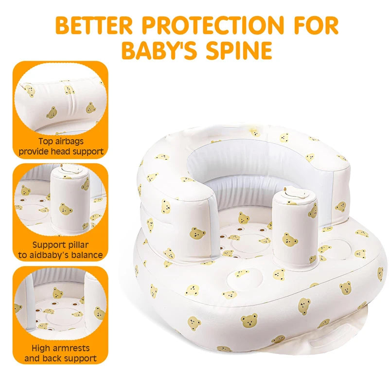 Inflatable Baby Support Seat – Portable Sit-Up Chair with Built-In Air Pump (3–36 Months)