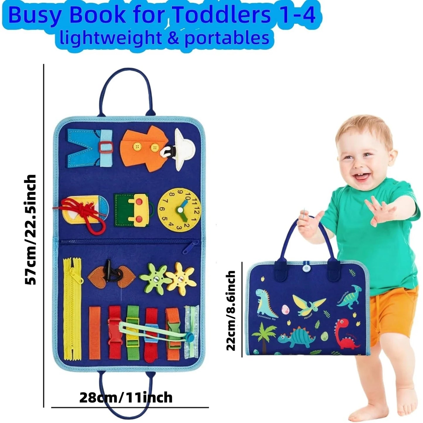 Montessori Toddler Busy Board – Sensory Learning & Travel Activity Book