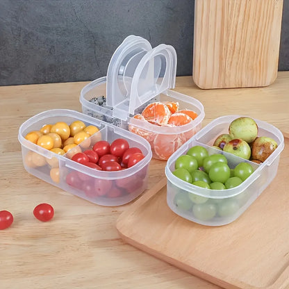 Dual Compartment Food Storage Container – Reusable Sealed Snack, Herb & Spice Box