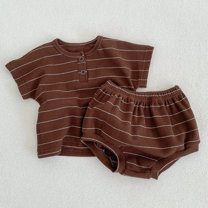Baby Summer Outfit Set – Striped T-Shirt & Bloomer Shorts 2-Piece Set