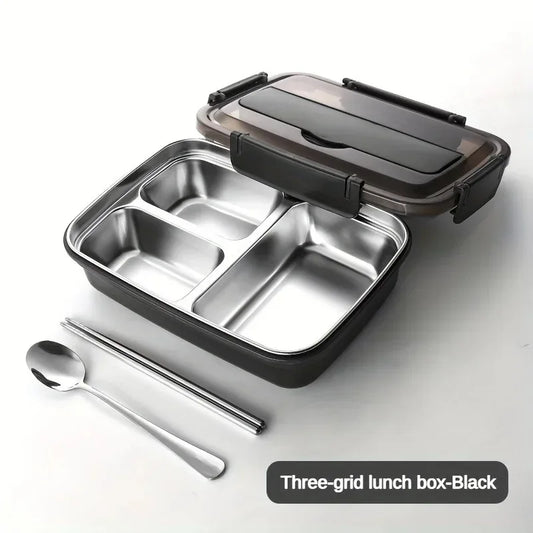 Stainless Steel Bento Lunch Box – 3 Compartment Food Container