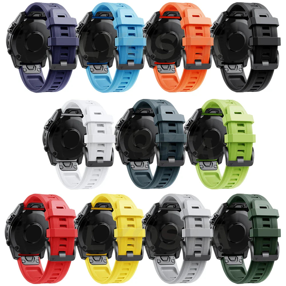 QuickFit Silicone Strap for a Range of Garmin Watches (22mm) (See list of models in the description)