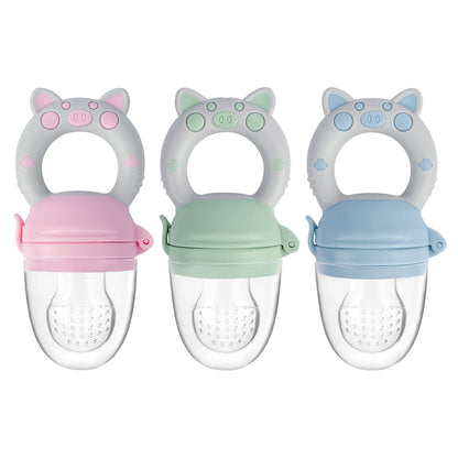 4-Pack Silicone Baby Fruit Feeder & Teether Set – Food Grade Feeding Pacifiers