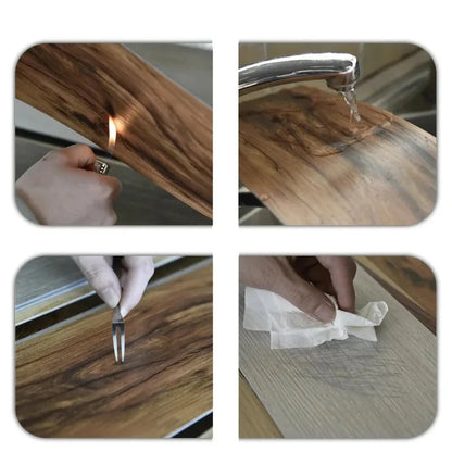 PVC Wood Grain Self-Adhesive Floor Tiles – 40x15cm (10Pcs) (available in 8 designs)