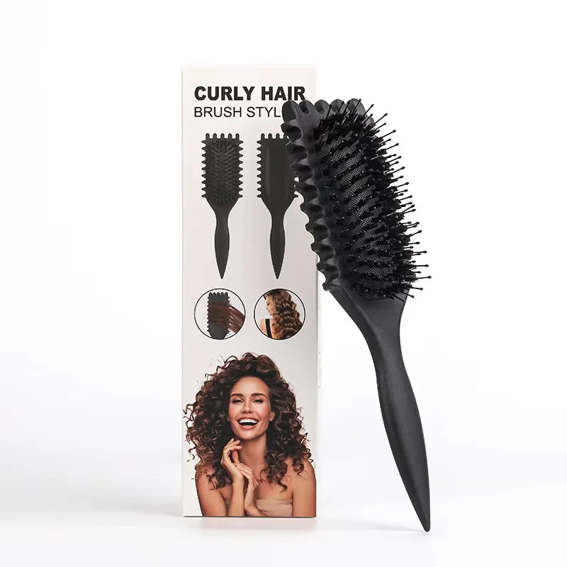 Curly Hair Styling Brush – Nylon Bristle Detangling & Curl Defining Brush