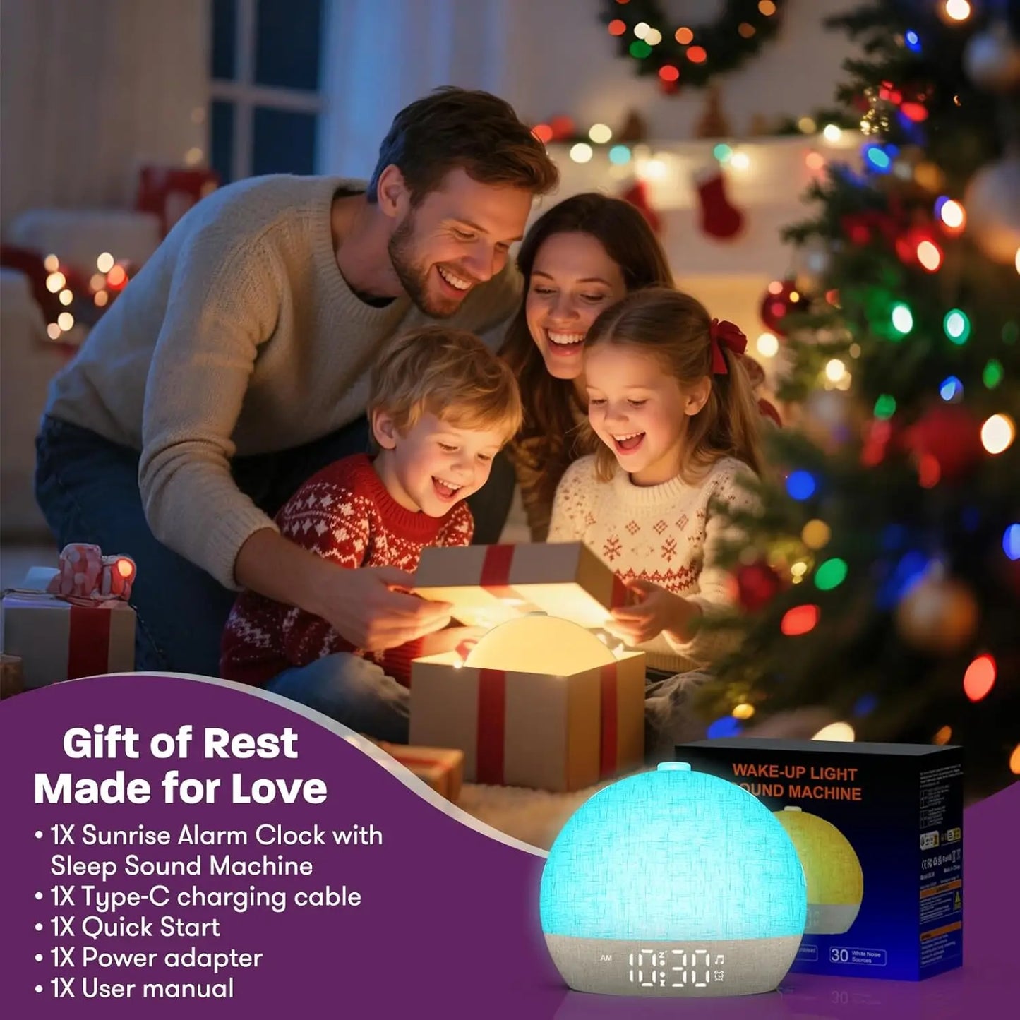 Sunrise Alarm Clock & White Noise Sleep Aid – RGB Wake Up Light