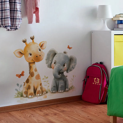Giraffe & Elephant Wall Stickers – Removable Nursery & Kids Room Wall Decals