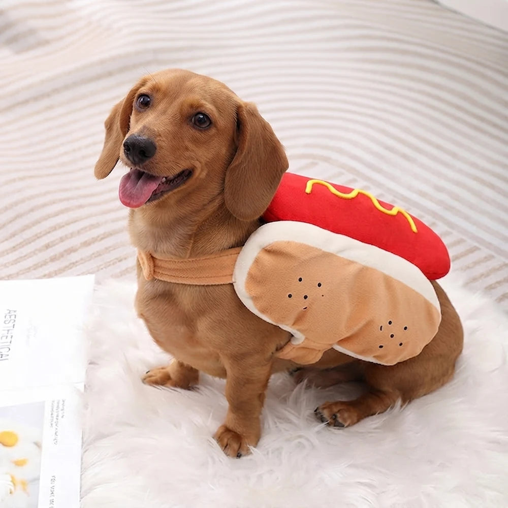 Funny Hot Dog Pet Costume – Dog & Puppy Halloween Dress-Up Outfit