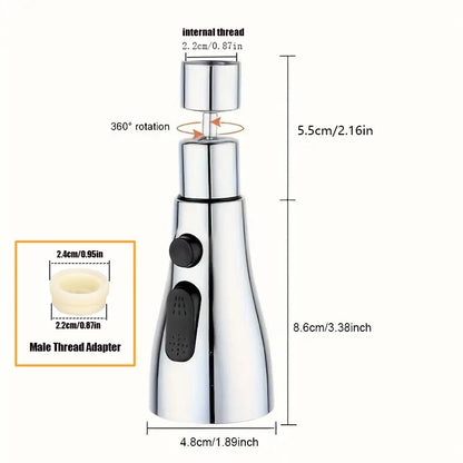 360° Faucet Sprayer Attachment – Kitchen Tap Extender with 3 Spray Modes