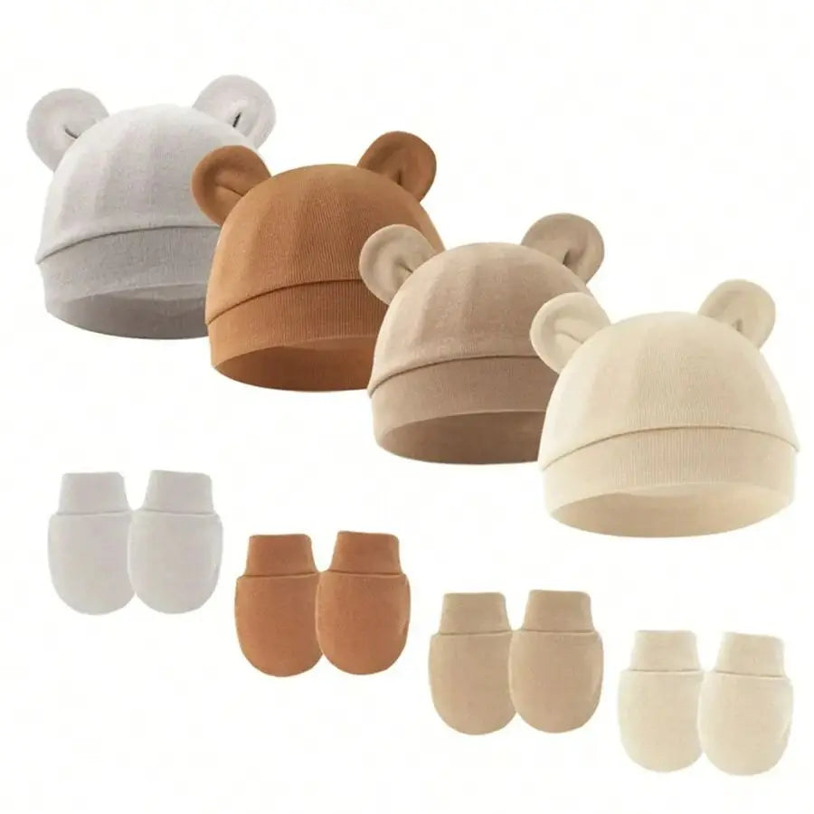 Newborn Baby Beanie & Mittens Set – Soft Cotton Hat & Gloves Gift Set
