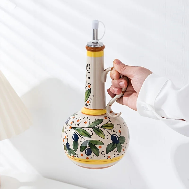 Embossed Ceramic Olive Oil & Vinegar Dispenser 750ml