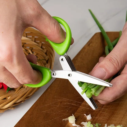 Multi-Layer Stainless Steel Herb Scissors – 3 or 5 Blade Kitchen Herb & Vegetable Cutter