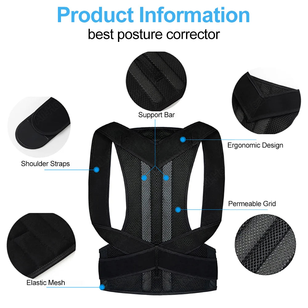Adjustable Back Posture Corrector Brace – Upper & Lower Back Support for Everyday Posture