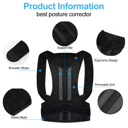Adjustable Back Posture Corrector Brace – Upper & Lower Back Support for Everyday Posture