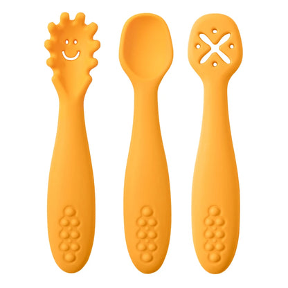 3-Piece Silicone Baby Learning Spoon Set – Self-Feeding & Weaning Utensils