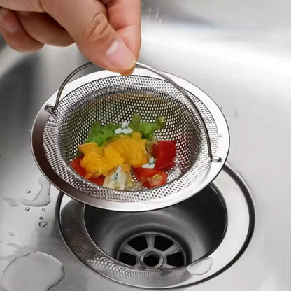 Stainless Steel Drain Hair Catcher – Removable Shower, Bath & Sink Strainer with Handle