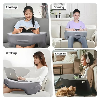 Gaming Lap Desk Pillow – Sofa Arm Rest Cushion with Cup Holder, Phone Stand & Storage Pockets