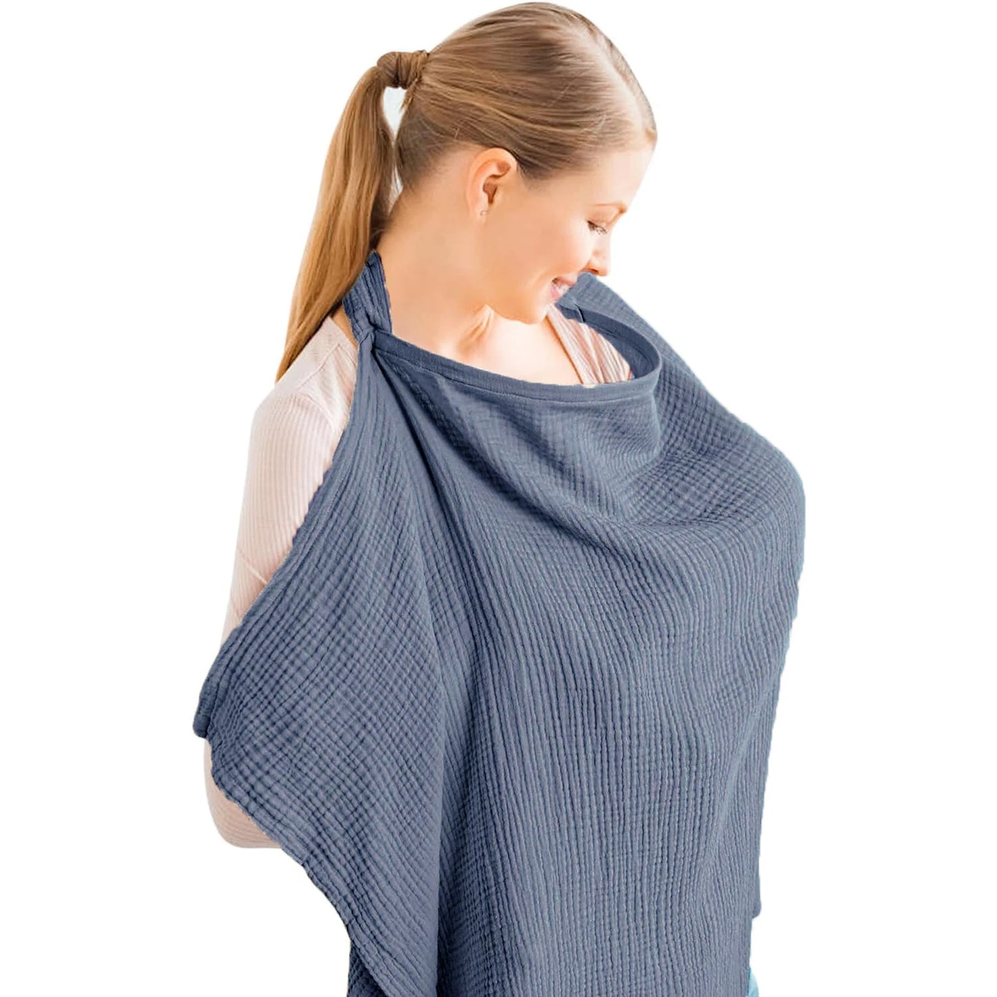 Breathable Muslin Nursing Cover – Arch Neckline Breastfeeding & Baby Cover