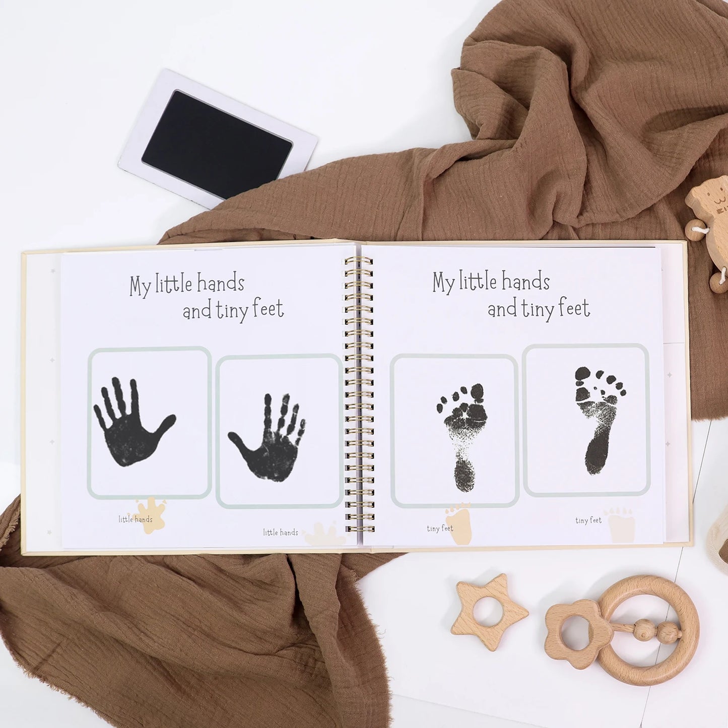 Linen Baby Memory Book – Baby Milestone Journal & Keepsake Album