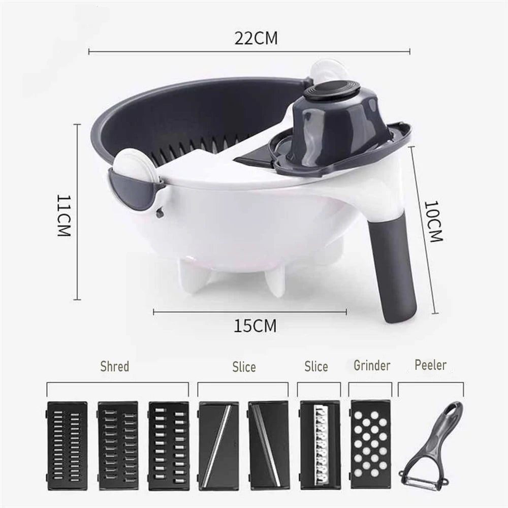 9-in-1 Multi-Function Vegetable Cutter – Mandoline Slicer, Grater & Food Chopper Set