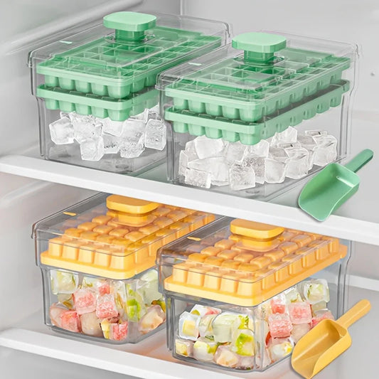 68-Cube Ice Cube Tray with Lid & Storage Bin – Easy Release Ice Maker