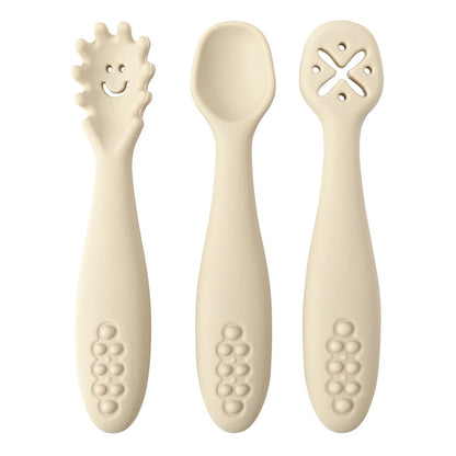 3-Piece Silicone Baby Learning Spoon Set – Self-Feeding & Weaning Utensils