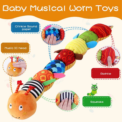 Musical Caterpillar Baby Rattle Toy – Soft Plush Sensory Activity Toy