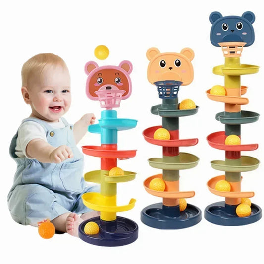 Ball Drop & Rolling Tower Toy – 3, 5 or 7 Layer Stacking Ball Ramp