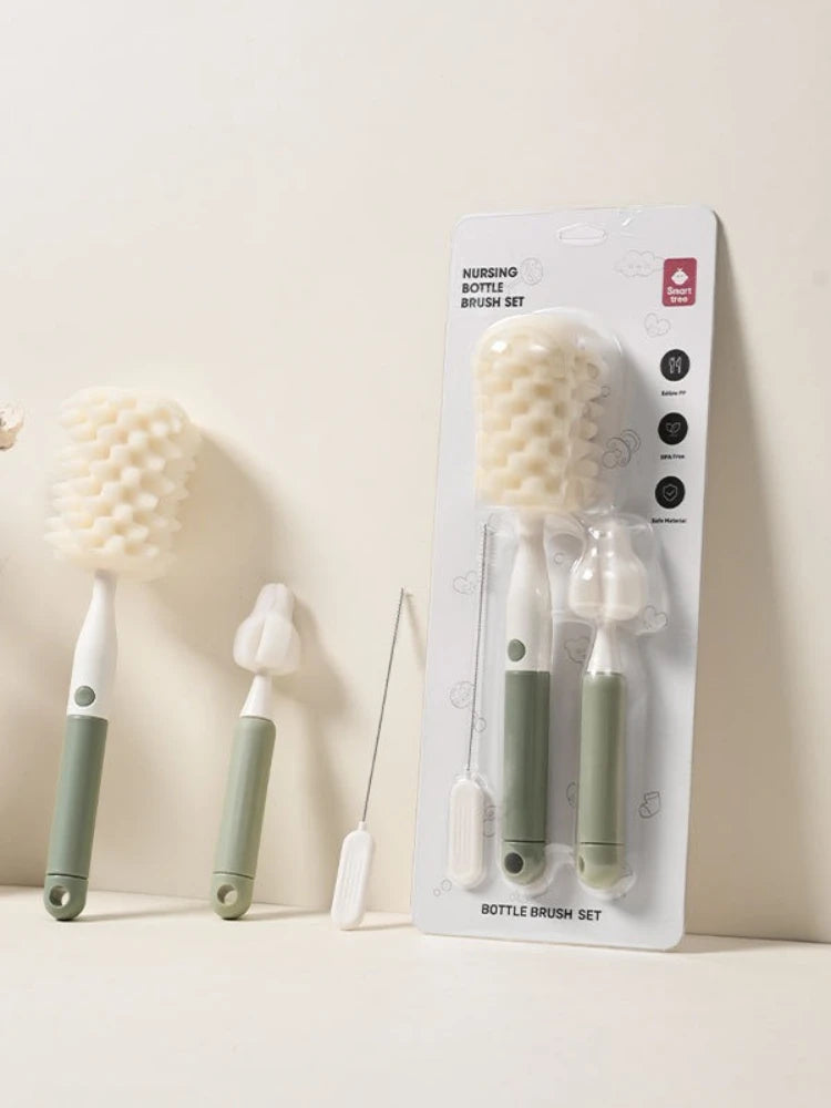 3-in-1 Baby Bottle Cleaning Brush Set – Bottle, Nipple & Straw Cleaner