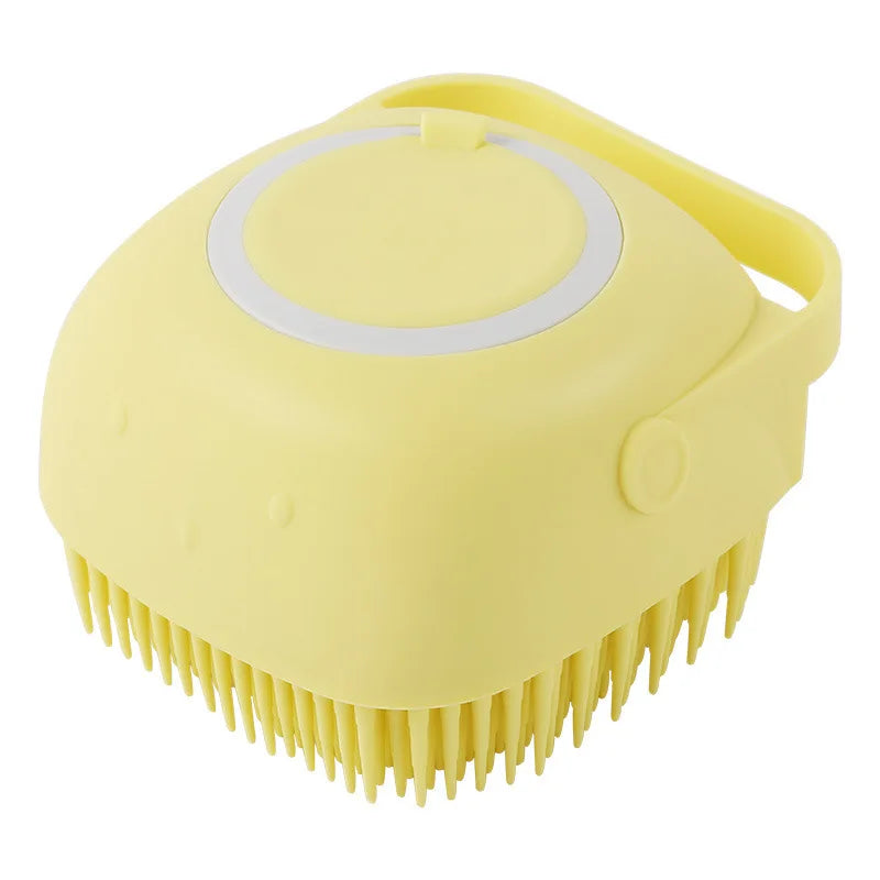 Soft Silicone Massage Brush for Dogs & Cats with Soap Dispenser