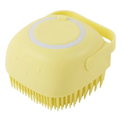 Soft Silicone Massage Brush for Dogs & Cats with Soap Dispenser