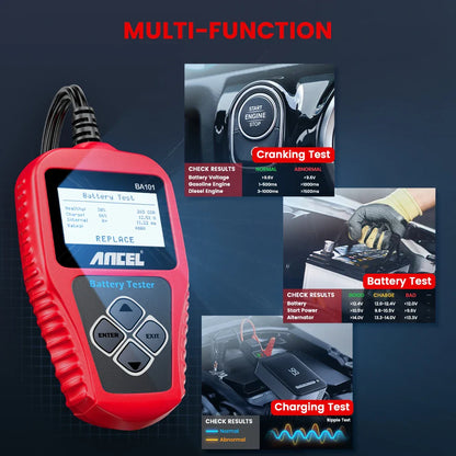 BA101 Car Battery Tester – 12V Load Analyzer (100–2000 CCA)
