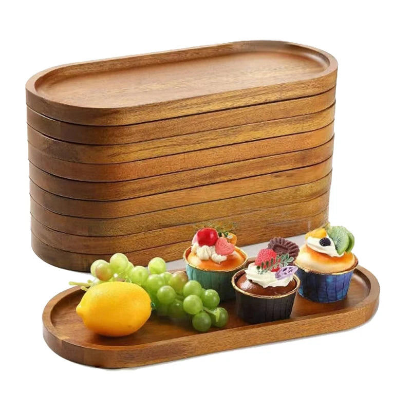 Japanese Style Wooden Serving Tray – Solid Wood Snack, Dessert & Tea Plate