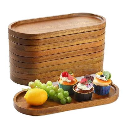 Japanese Style Wooden Serving Tray – Solid Wood Snack, Dessert & Tea Plate