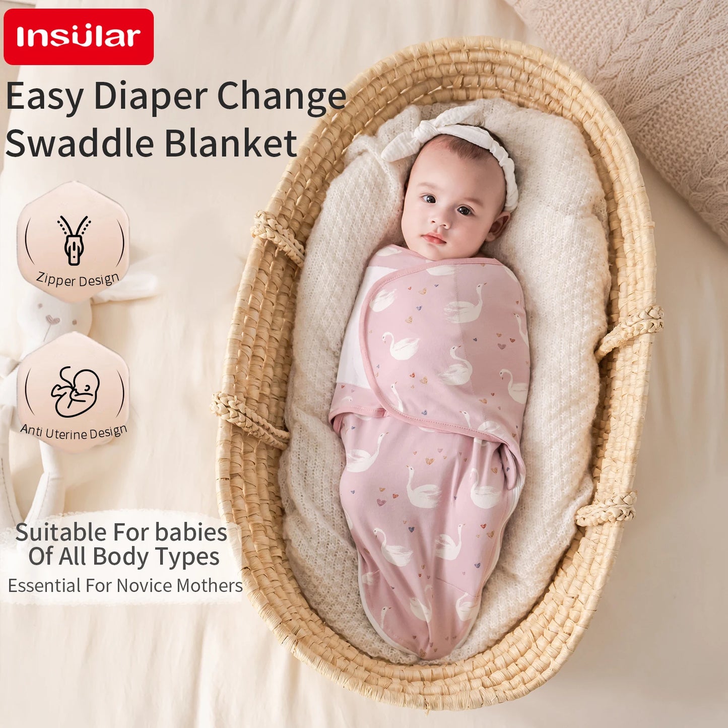 Baby Swaddle Wrap with Cap – Cotton Anti-Startle Newborn Blanket