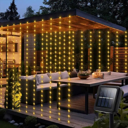 Solar LED Curtain Fairy Lights – Waterproof Outdoor String Lights for Garden & Home Décor