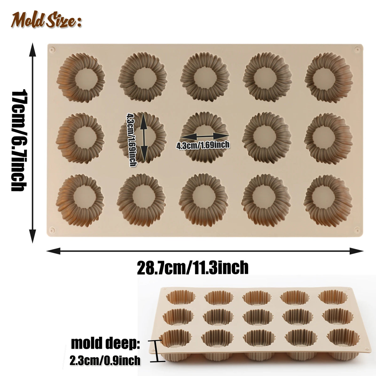 15-Cavity Silicone Mousse Mould – Mini Layered Dessert & Cake Mould